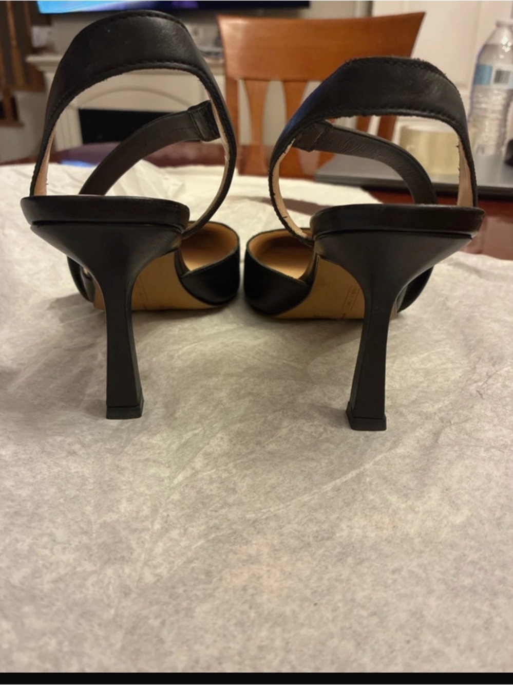 Vince Camuto Black Pointed-Toe Heel with design strap from toe to ankle slip on - Picture 6 of 12